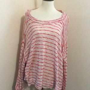 Free People Island Girl Hacci Stripe Tee - Pink